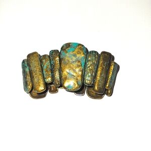 Patina and goldstone link stretch bracelet